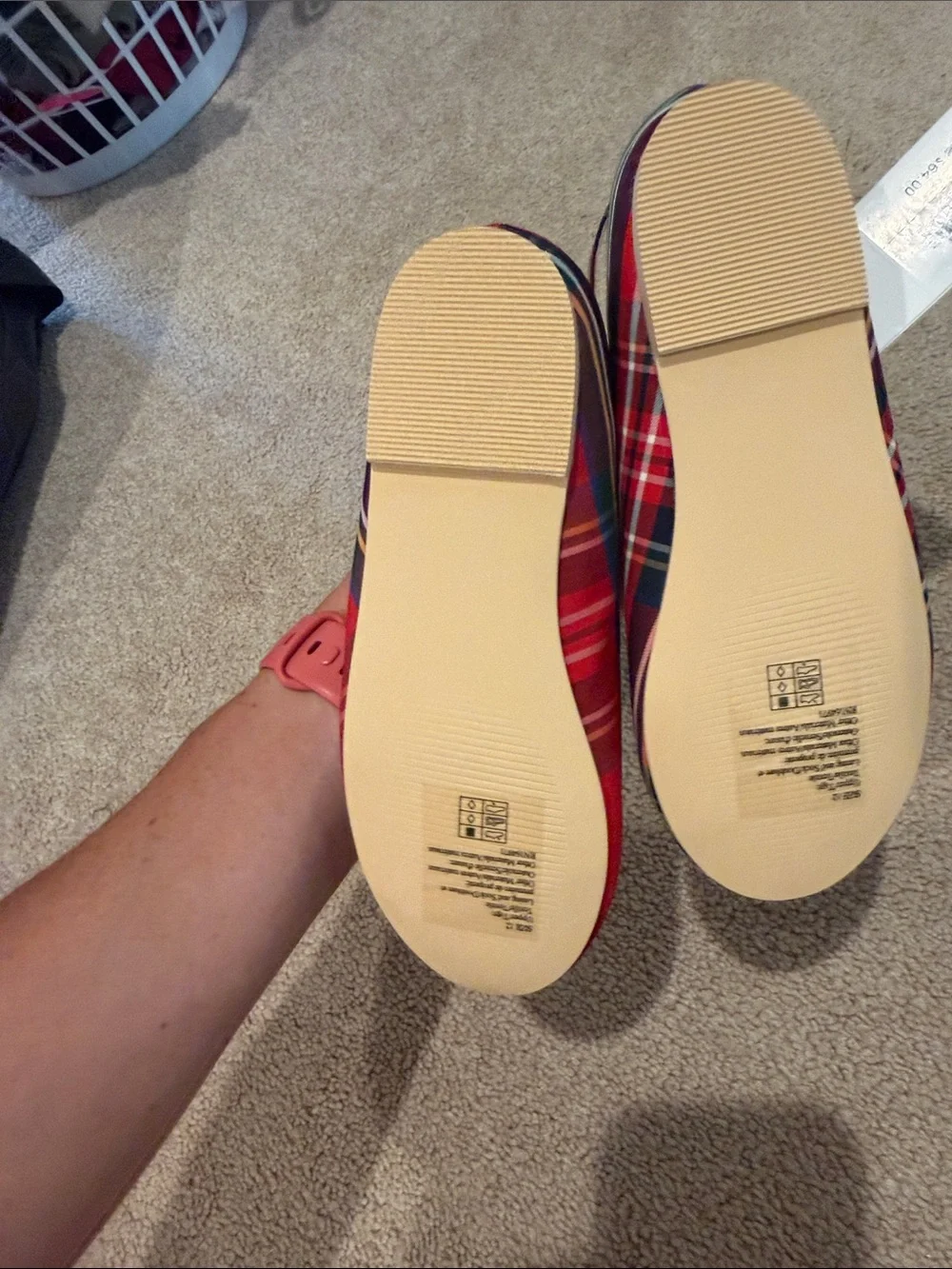 Janie and Jack Red Plaid Mary Jane Flats with Bow